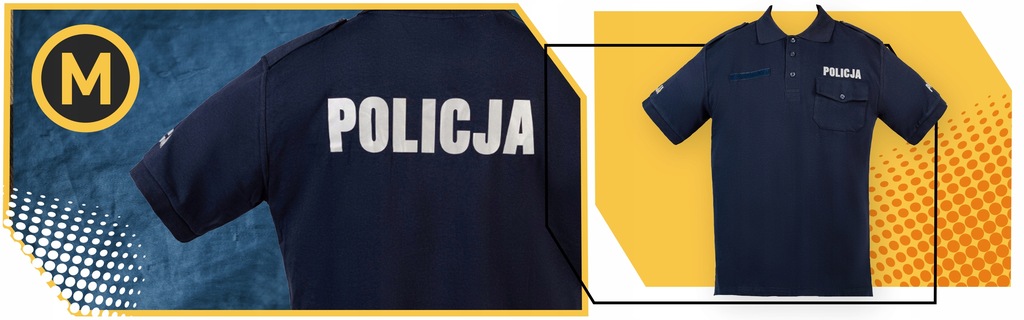 Koszulka Polo Policja Męska Z Pagonami Bawełna Granatowa Służbowa Odcień granatowy